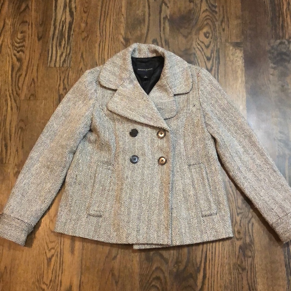Banana Republic Black and White Pea Coat